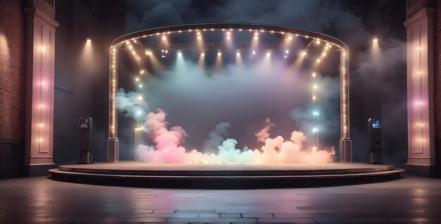Un escenario envuelto en una nube de humo.