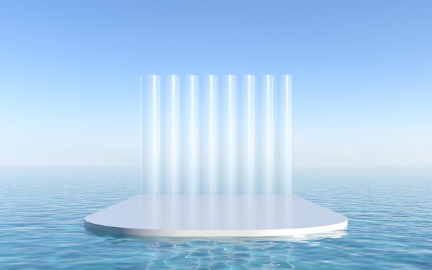El escenario en el fondo del agua