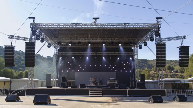 un escenario con luces y altavoces en él