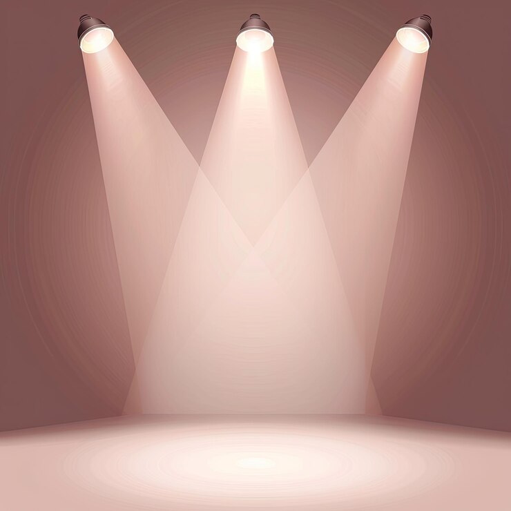 un escenario con una luz en él y un reflector en él