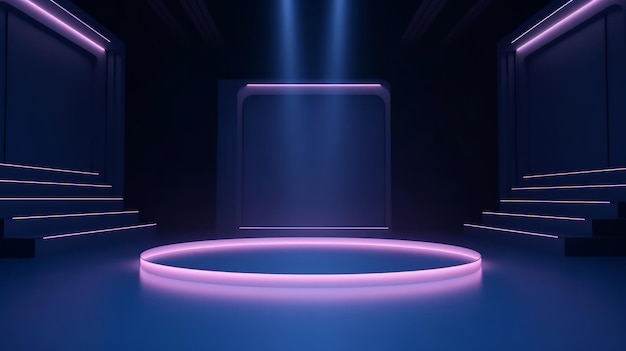 El escenario muestra un fondo rosa púrpura azul oscuro vacío Ilustración AI GenerativexA