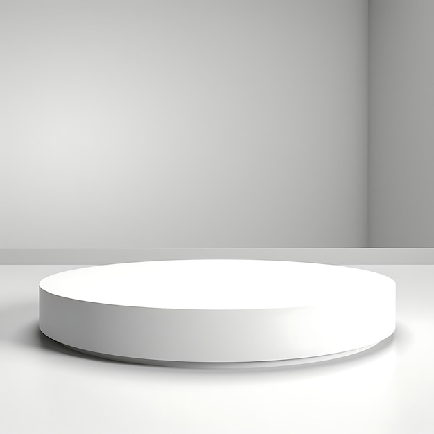 Escenario de podio de círculo blanco mínimo con fondo de estudio blanco