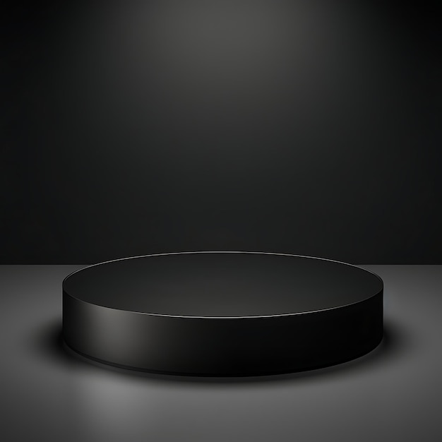 Foto el escenario del podio del círculo negro mínimo en el fondo del estudio negro