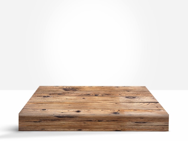 escenario de podio de madera con fondo de luz de estudio blanco