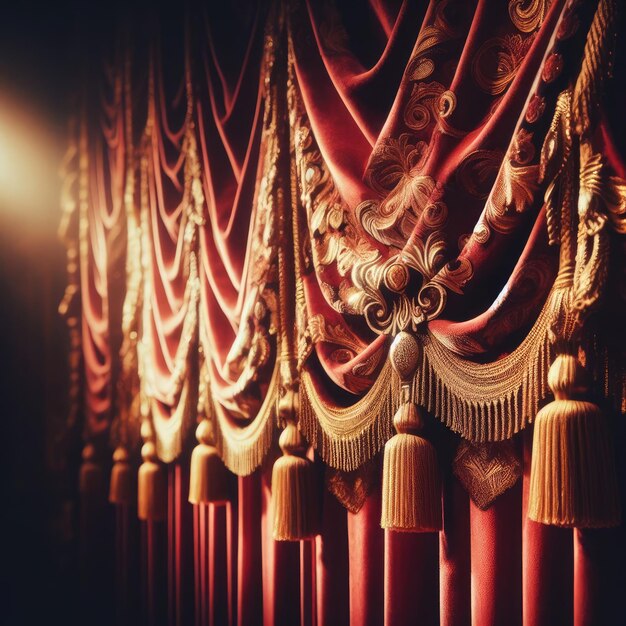 Foto escenario de teatro con cortinas rojas de fondo