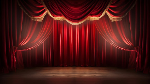 Foto escenario en un teatro teatro cortinas de terciopelo rojo