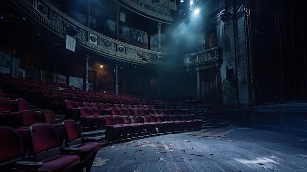 Foto el escenario del teatro vacío asientos rojos escena teatral dramática