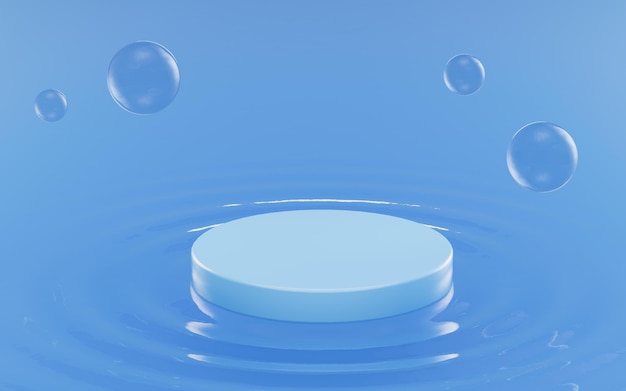 Escenario vacío flotando en la representación 3d del agua