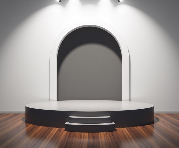 Escenario vacío minimalista con dos focos