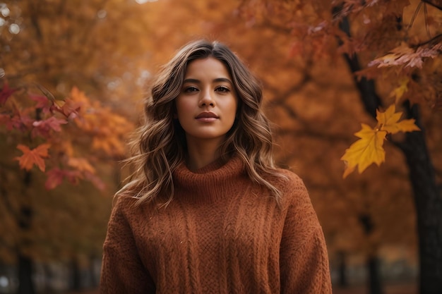 Escenas de belleza con una mujer bonita en suéter