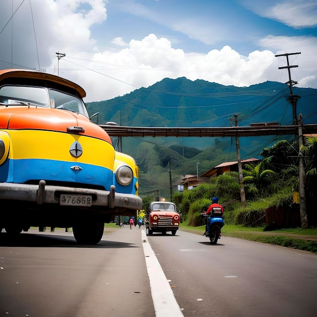 Escenas callejeras coloridas de la ciudad colombiana