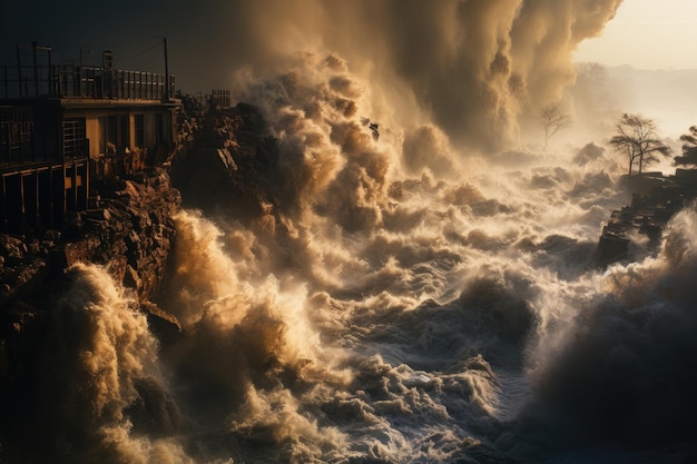 Escenas desgarradoras de grandes inundaciones fluviales e inundaciones devastadoras