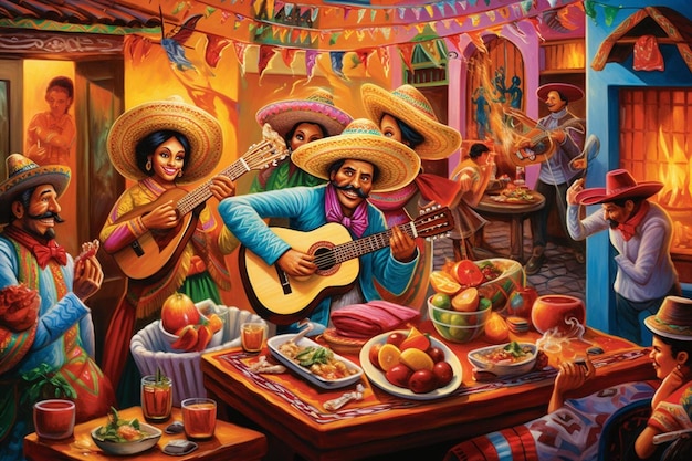 Escenas de fiestas mexicanas Dibujo de imagen
