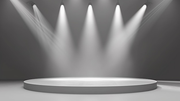Esceno blanco Spotlight con rayos láser fondo de iluminación de concierto