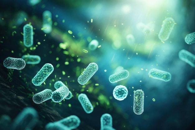 Foto escherichia coli e-coli-bakterienstämme gesundheit und lebensmittelsicherheit mikrokosmos, organismus- und humanbiologie, wissenschaft und forschung