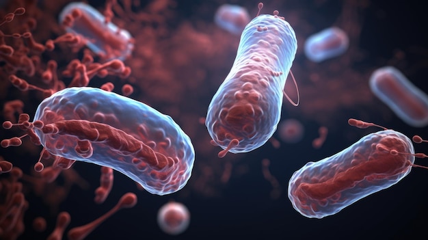 Foto escherichia coli e coli cepas bacterianas saúde e segurança alimentar microcosmo biologia humana e biológica ciência e pesquisa