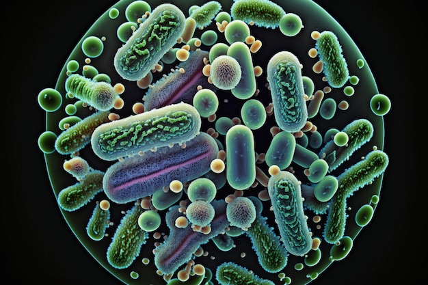 Foto escherichia coli e coli cepas bacterianas saúde e segurança alimentar microcosmo biologia humana e biológica ciência e pesquisa