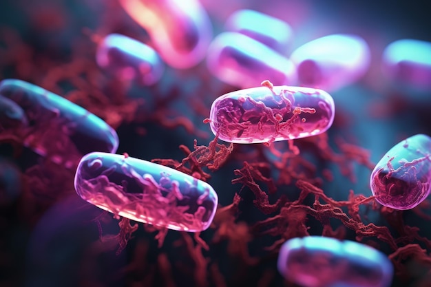 Foto escherichia coli e coli cepas bacterianas saúde e segurança alimentar microcosmo biologia humana e biológica ciência e pesquisa