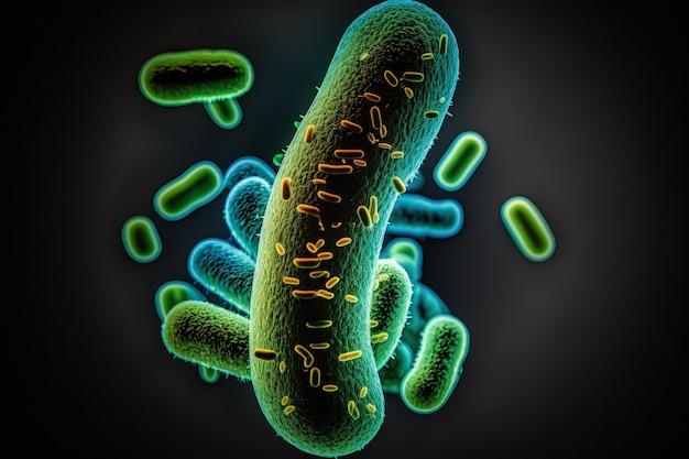 Foto escherichia coli e coli cepas bacterianas saúde e segurança alimentar microcosmo biologia humana e biológica ciência e pesquisa