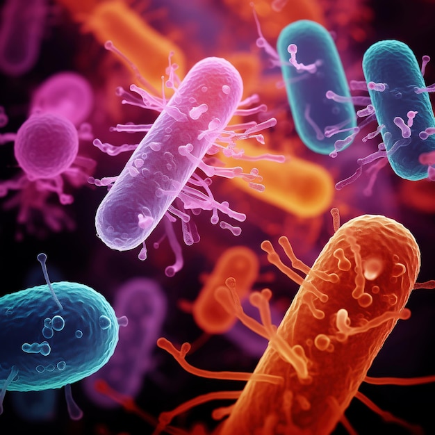 Escherichia Coli E Coli-Zellen oder Bakterien unter dem Mikroskop