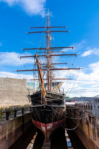 Escócia Navio de exploração Discovery em Dunndy nas margens do rio Tay