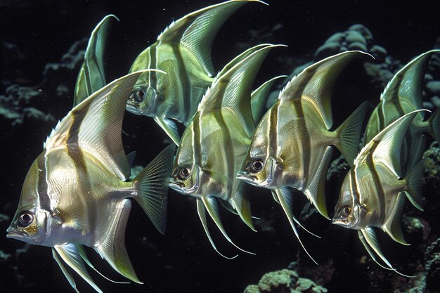 Foto escolas de peixes-morcego em águas abertas