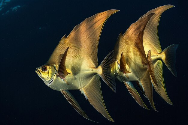 Foto escolas de peixes-morcego em águas abertas