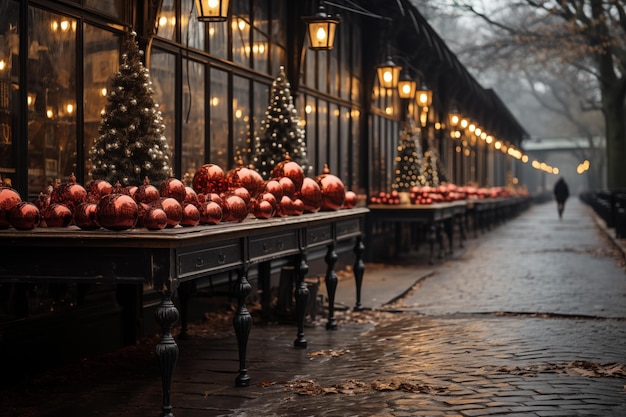 Escolher árvore de Natal no mercado de Natal