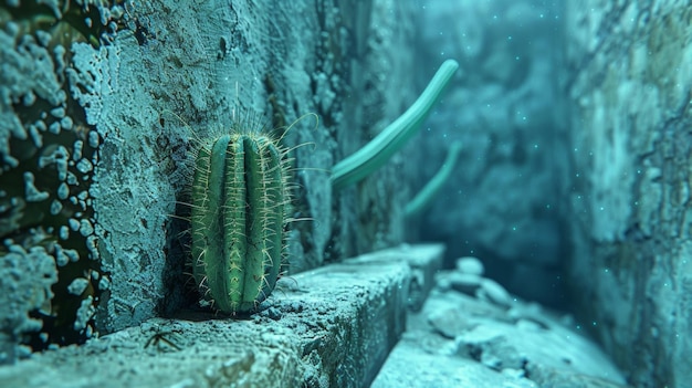 Escondido en una esquina un pequeño cactus representa el esquivo neutrino