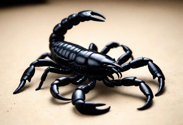 un escorpión negro que está en una mesa