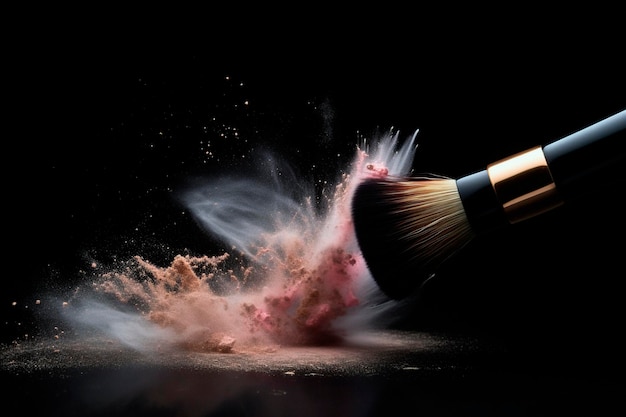 Escova de cosméticos e fundo de pó de maquiagem colorida explosão