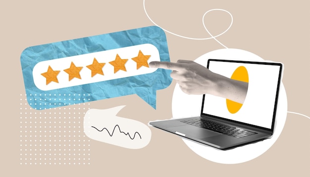 escrever uma crítica uma colagem baseada na crítica escrever uma crítica positiva da avaliação do produto