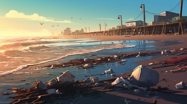 Escribe sobre una pequeña ciudad costera donde un grupo de amigos organiza una limpieza de playa