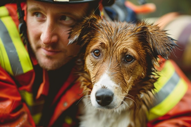 Foto escribir una guía sobre técnicas de rescate de mascotas para firefig generative ai