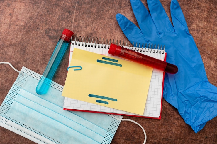 Foto escribir medicina de prescripción pruebas de laboratorio analizar virus tomar notas importantes estudios científicos planes de tratamiento suministros médicos equipos herramientas