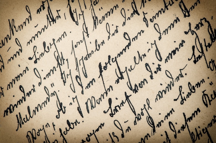 Foto escrita à mão antiga com um texto em idioma indefinido. manuscrito. pergaminho. fundo de papel grunge. imagem em tons de estilo retro