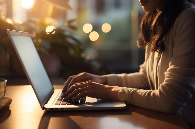 Foto un escritor profundamente absorto en escribir una novela en una computadora portátil