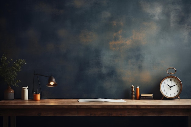 Escritorio creativo con papelería en una mesa de madera