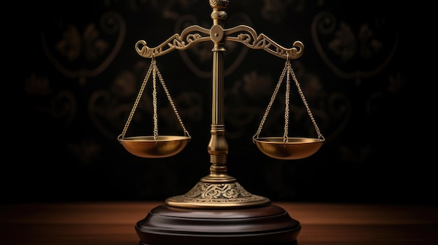 Escritório jurídico de advogados e advogado Close-up da Escala de Justiça Criado com tecnologia Generative AI