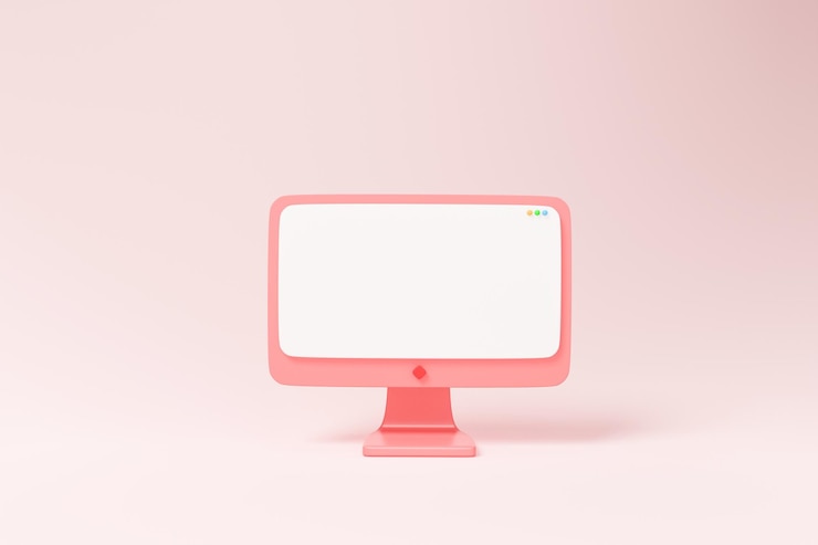 Foto escritorio mínimo con maqueta de pantalla en blanco pantalla vacía para concepto de reemplazo de texto y logotipo 3d il