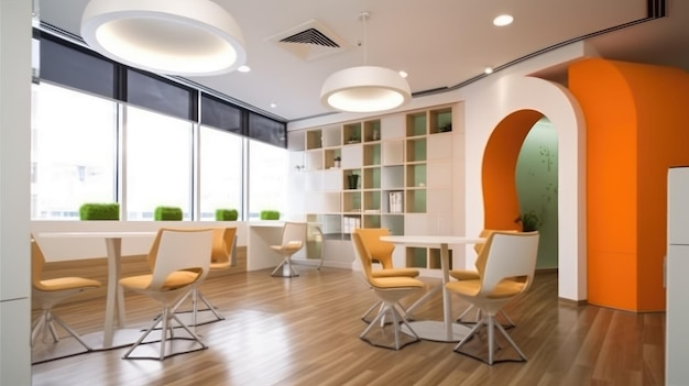 Escritório moderno design de interiores arquitetura de espaço de trabalho corporativo Generative AI AIG18