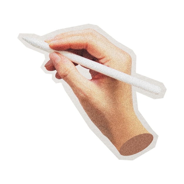 Escritura en PNG con pegatina de lápiz con borde blanco y fondo transparente