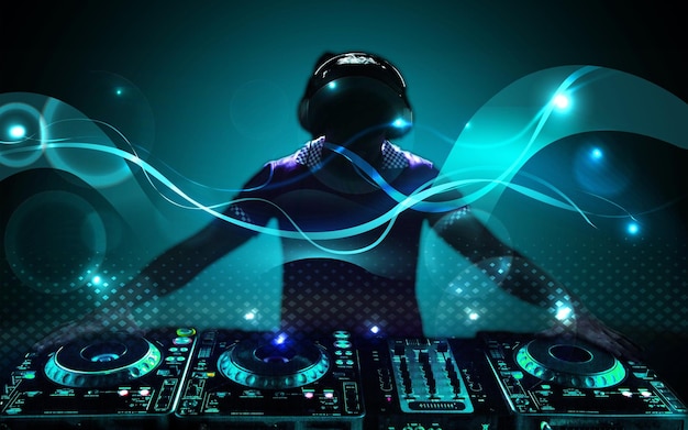 Escuchos jóvenes DJ vida nocturna conceptos de entretenimiento equipos