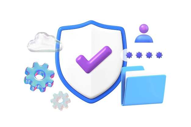 Escudo 3D png seguridad digital remix fondo transparente