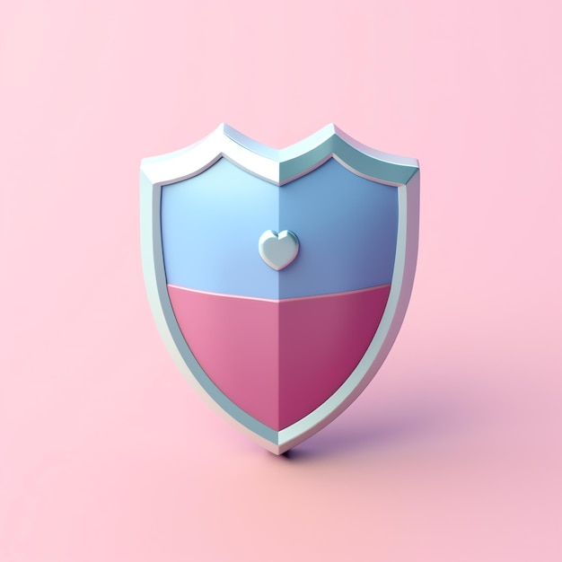 escudo 3d sobre un fondo rosa