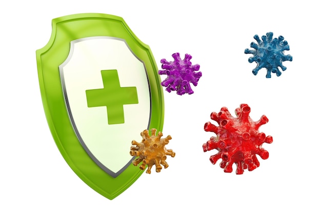 Escudo antibacteriano o antivirus concepto de atención médica renderización en 3D