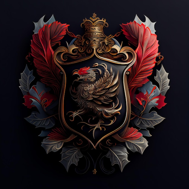 Escudo de Armas de lujo Emblema Logotipo Elemento Heráldico Generativo AIxA