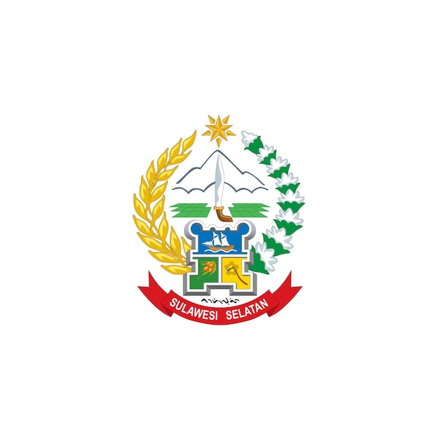 El escudo de armas de la provincia de Sulawesi del Sur LAMBANG LOGO SULAWESI SELATAN