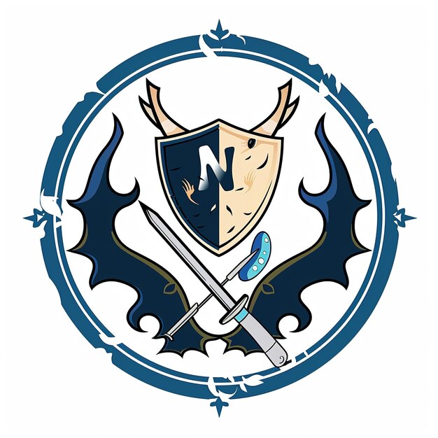 Foto un escudo azul con la letra n en él