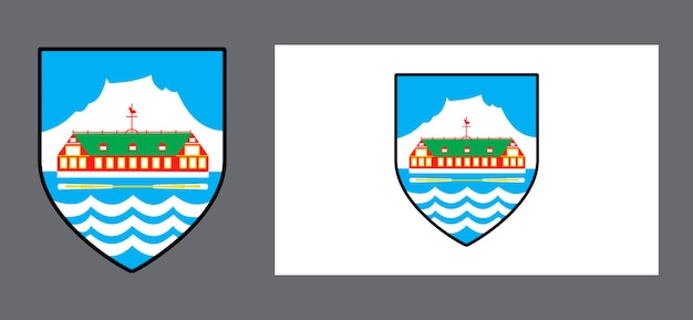 Escudo y bandera de la capital de Groenlandia Nuuk Fondo para diseñadores